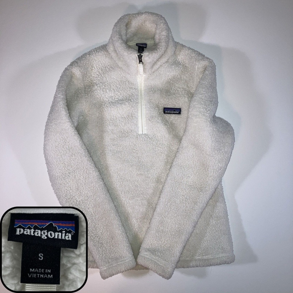 Patagonia Los Gatos Fleece Pullover Womens S White Sherpa Quarter Zip Jacket